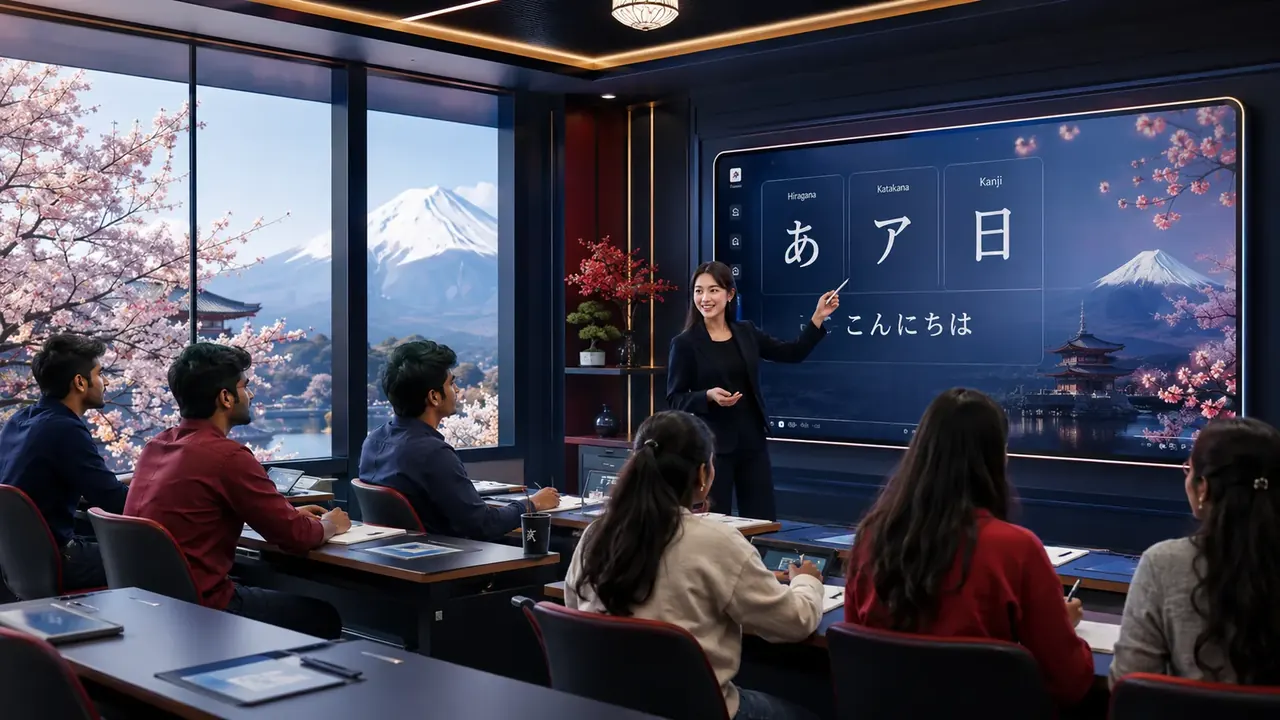 Japanese language classroom and student learning at KIZASHI